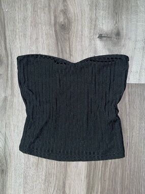 SHEIN Black Strapless Ribbed Tube Camisole